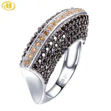 Natural Gemstone Citrine Black Spinel 925 Sterling Silver Unique Special Rings Wedding Rings Unisex Style Women's Personal Ring