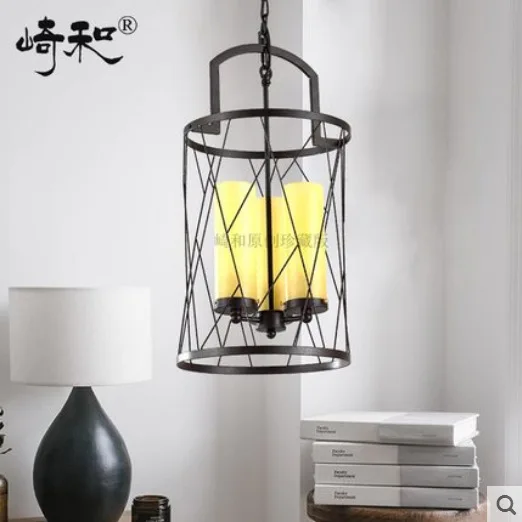 

3 Head Living Room Lights LED Indoor Mediterranean Iron Art Mesh Chandelier Cylindrical Chandelier