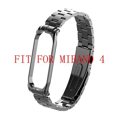 black Металлический ремешок для часов Xiaomi mi Band 4 3 сменный Браслет из нержавеющей стали для mi Band 3 4 ремешки для часов долговечные аксессуары - Цвет: black
