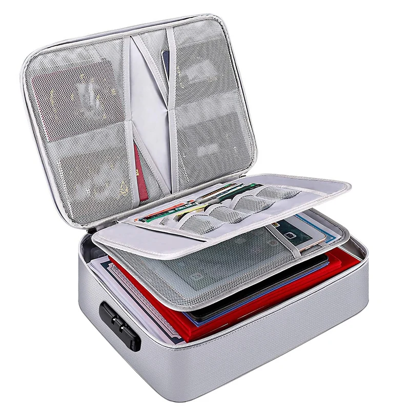 

Fireproof Document Storage Bag, Carry Wallet,Multi-Layer Portable Document Storage, Suitable for Important Documents