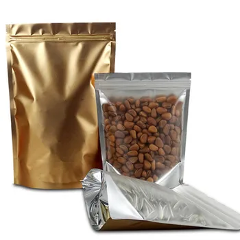 

Wholesle One Side Clear Gold Aluminum Foil Ziplock Packaging Bag Stand up Matte Gold Foil Bag Plastic Heat Sealing Storage Bags