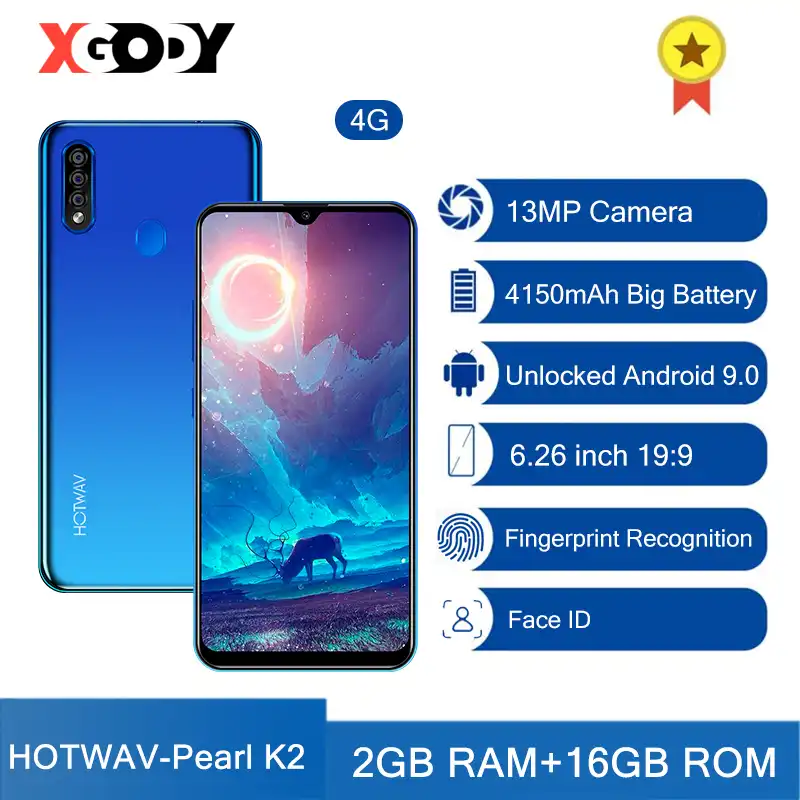 Xgody Hotwav K2 Mobile Phones Android 9 0 4g Lte Smartphone Fingerprint 2gb 16gb Face Id Cellphone 6 26 13mp Camera Unlocked Cellphones Aliexpress