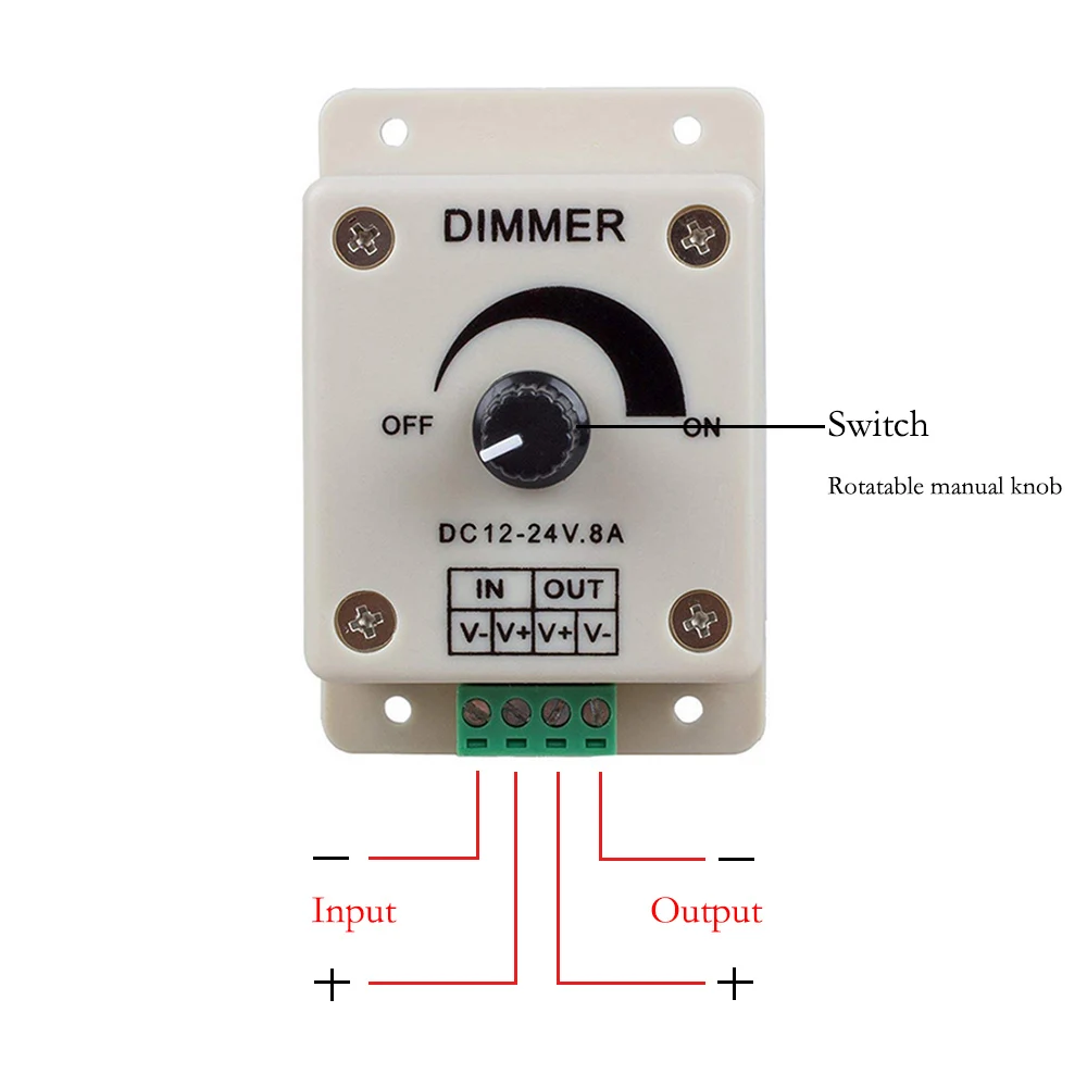 Regulador de Tensão Controlador de Fonte de Alimentação da Lâmpada Brandnew Dimmer Ajustável Brilho Controlador Monocromático 12-24v 8a Led 2 High Quality Luzes e Iluminação