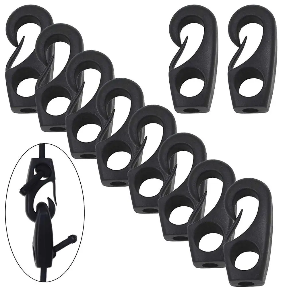 Pack Of 10, Shock Cord Hook Kayak Bungee Cord Kit Bungee Cord Hooks