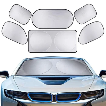 

Car Accessories Car Window Sun Shade Car Windshield Visor Cover Block Front Window Sunshade UV Protect Car Window Film 6pcs/Set