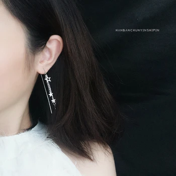 

Keeper Star Tassel Ear Line 925 Sterling Silver Women Drop Earrings Five-pointed Star Unusual Earrings 2021 Trend Fine Jewelry