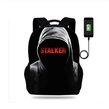 

17inch Stalker shadow of chernobyl College Backpack usb Charger Schoolbag Laptop Backpacks for Teenage School Bag Boys Mochila