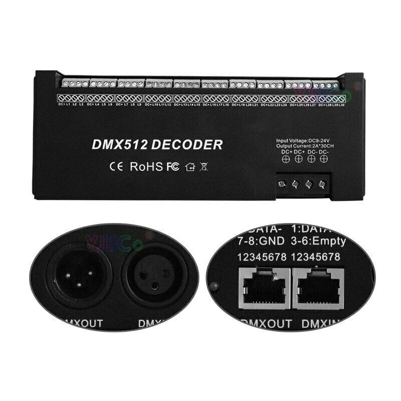 ABGN Hot-30 канальный RGB DMX512 декодер светодиодная полоска DMX контроллер драйвер pwm вход DC12-24V 30CHx2A DMX декодер светильник