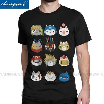 

Gamer Cats T Shirt Men Pure Cotton Casual T-Shirts Round Collar Disgaea Video Game Tees Short Sleeve Clothing Birthday Gift
