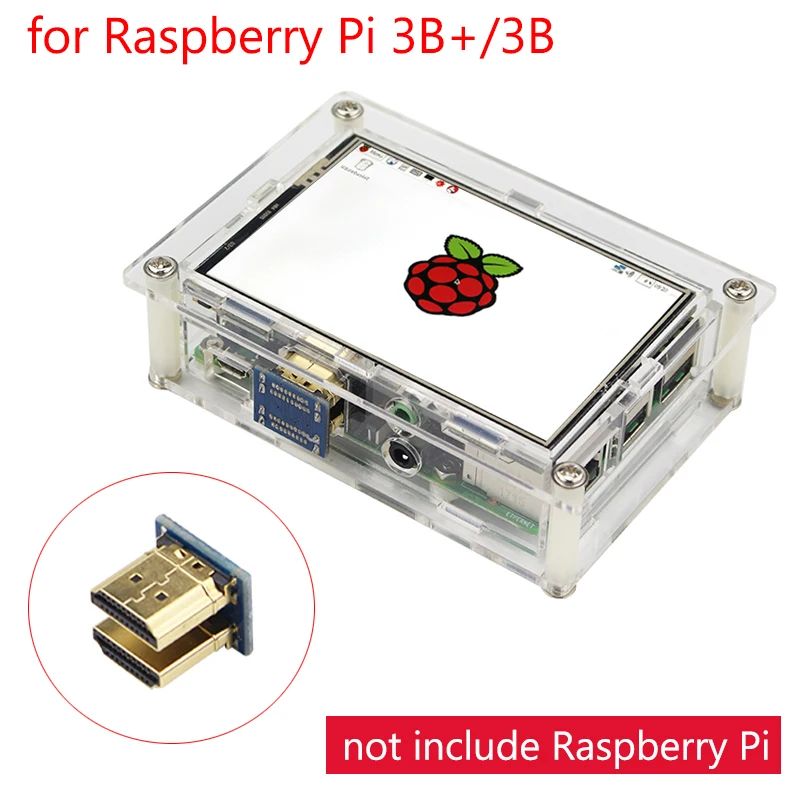 Raspberry Pi 4 Модель B 3,5 дюймов сенсорный экран 480x320 до 1920x1080 HDMI ЖК-дисплей+ акриловый чехол для Raspberry Pi 4B/3B+/3B