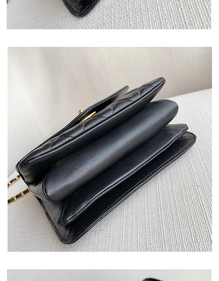 New Ring Chain Handle Organ Bag Women's Single Shoulder Slant Handbag Leather Women's Bag
