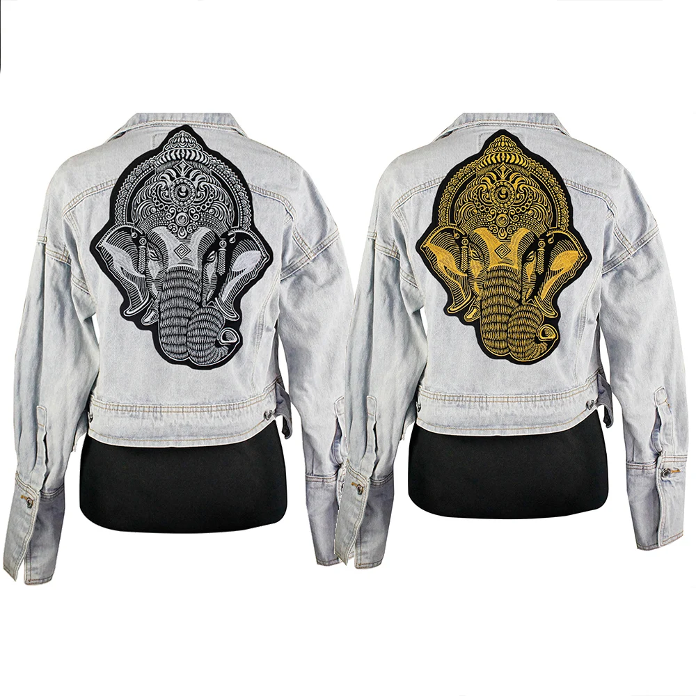 

Embroidered Large ganesha Elephant Head Patch Clothes Stickers Bag Iron on Patches Applique DIY Apparel Sewing Clothing DIY