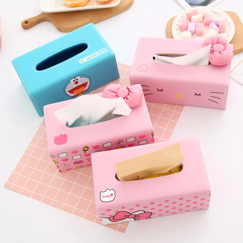 Hello kitty коробка для салфеток для гостиной, спальни, простая креативная Милая мультяшная коробка-держатель для салфеток для автомобиля, столовой, бумажное полотенце