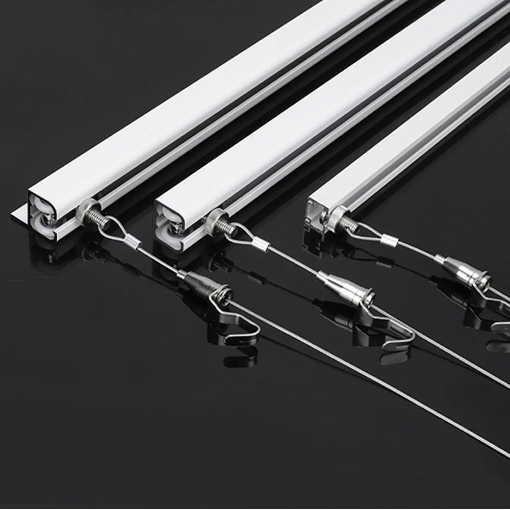 (Pack/2sets) 1 M Long U shape Aluminum Alloy Track Railway with Rope Hook for Wire Cable Displays,Shop Fittings ,Shelving