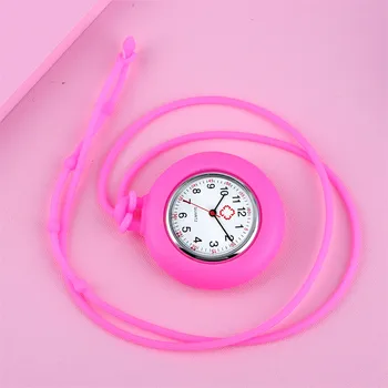 

Pink Silicone Nurses' Quartz Pocket Watch Adjustable Lanyard Pocket Watch for Women Drop-proof Sleeve Pendant Watch for Doctor