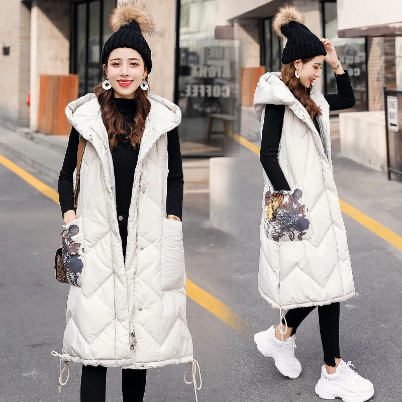 

Cotton Vest Female Winter 2019 New Style Korean-style down Cotton WOMEN'S Dress Mid-length WOMEN'S Vest Winter Waistcoat Fashion