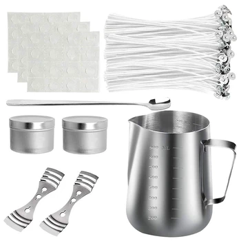 

116Pcs DIY Candle Making Kit Candles Craft Tools Included Candle Pouring Pot Candle Wicks Double-Sided Dots Wick Sticker