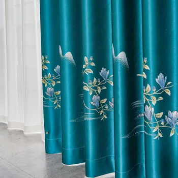 

Shading High Precision Imitation Relief Embroidery Jacquard New Chinese High-End Atmosphere Curtains for Living Room Bedroom