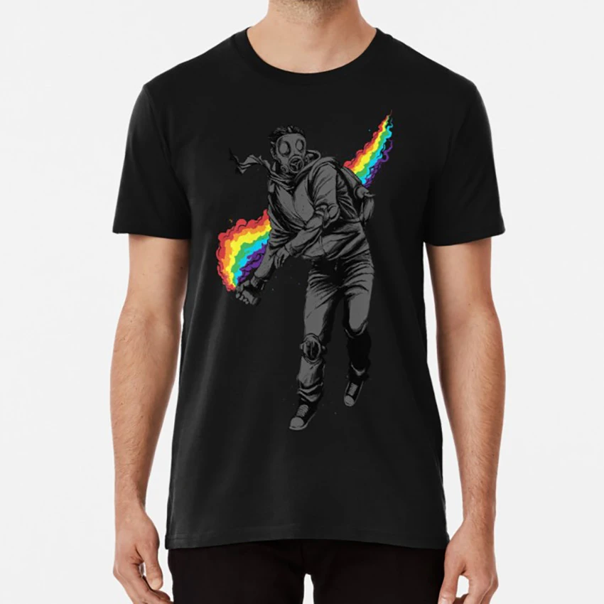 No More Tear Gas T Shirt Gas Mask Rainbow Colors Full Color Carbine Peace War Demonstrate Politic Aliexpress