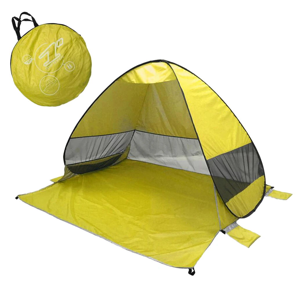 Outdoor Camping Beach Tent Sun Shelter Anti UV Canopy Vented Sunshade for Family Picnic 2-3 Person with Carry Storage Bag