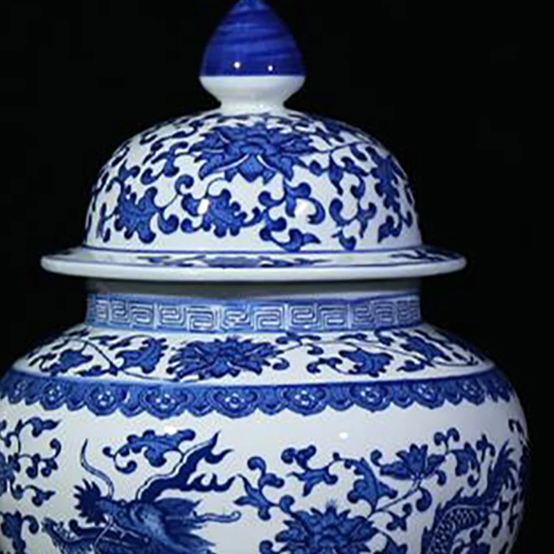 Jingdezhen Classic Blue and White Porcelain Dragon Temple Ceramic Ginger Jar Vase 5