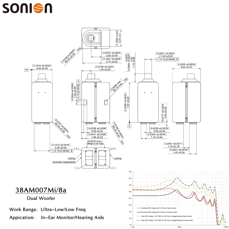 

2pcs Sonion 38AM007Mi/8a Dual Woofer Receiver Balanced Armature Driver Speaker for Ultralow Low Freq DIY Custom Earphone