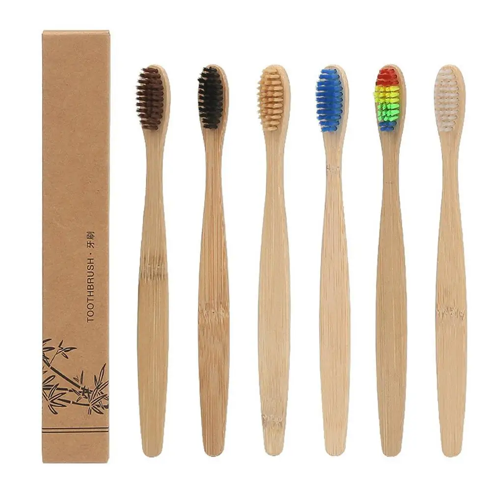 

10pcs Mixed Color Bamboo Charcoal Toothbrush Wooden Toothbrush Soft Bristle Toothbrush for Adults Oral Care Tooth Brush