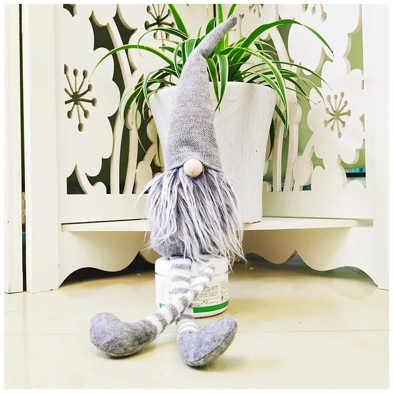 Tomte Gnome украшения стоящая осанка Рождественская Кукла оконный орнамент подарок вечерние игрушки с длинными ногами в полоску