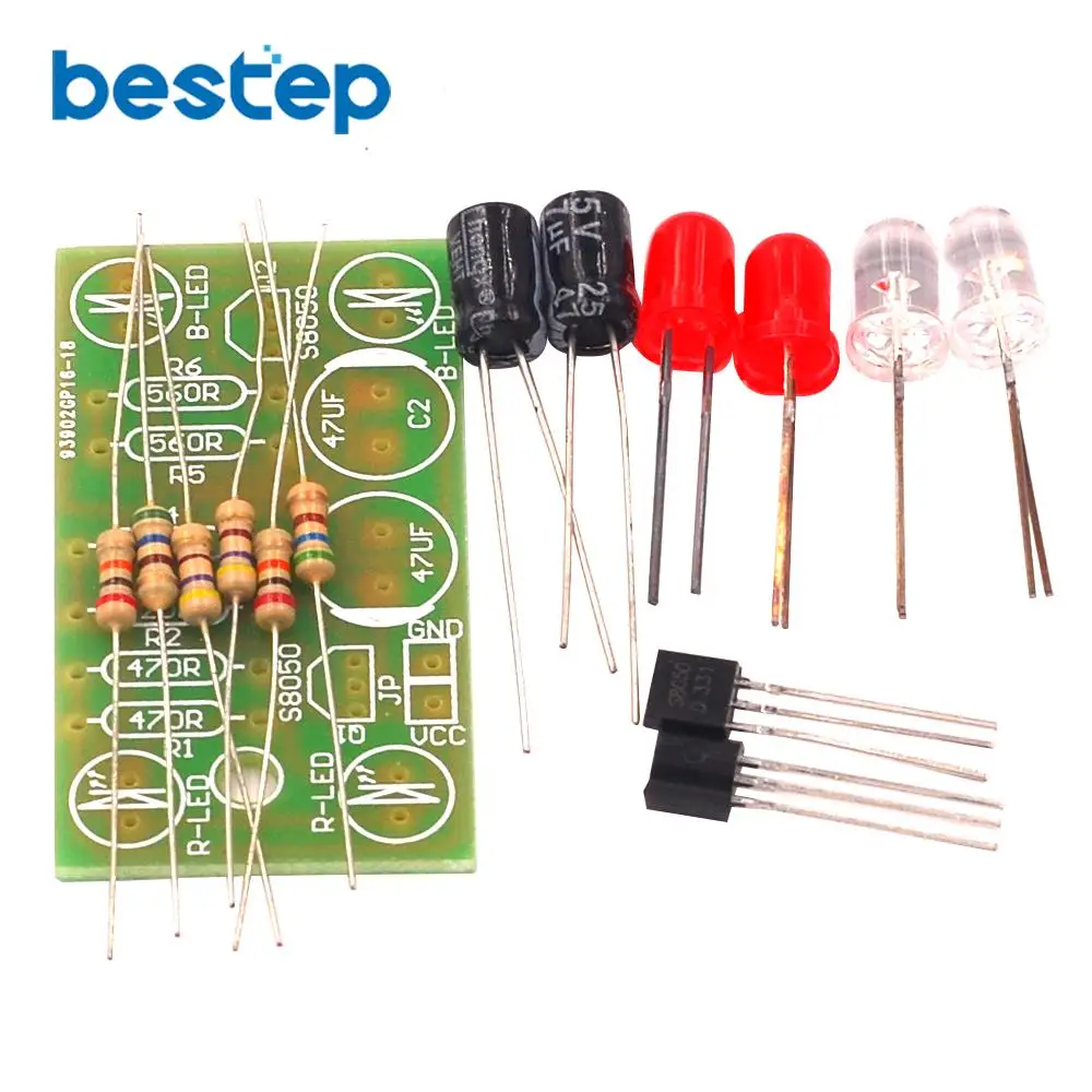 Красный и синий двухцветный 4 светодиодных мигающих мульти резонансный мигающий