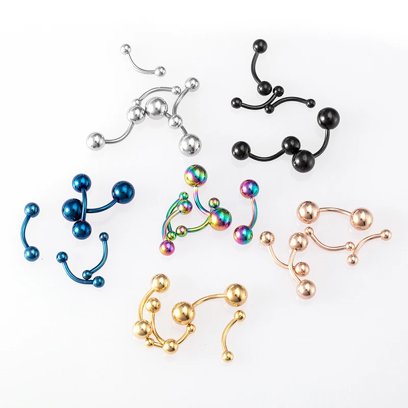 Piercing Jewelry Body Piercing Earrings Ear Piercing Jewelry Metal Jewelry Body Piercing Jewelry Body Jewelry 5pcs 2.5-6mm Eyebrow Piercing Banana Lip Ring Stainless Steel Curved Barbell Stud Helix Navel Cartilage Earring Body Jewelry 16G