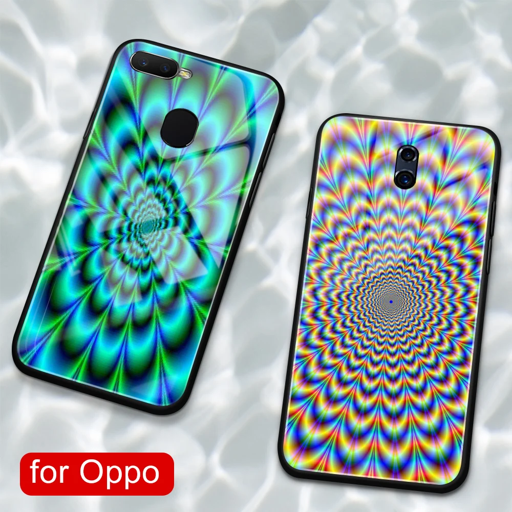 Для Oppo R11s plus чехол стеклянный задник головокружение крышка с узорами для R9 R9S R11 R11S