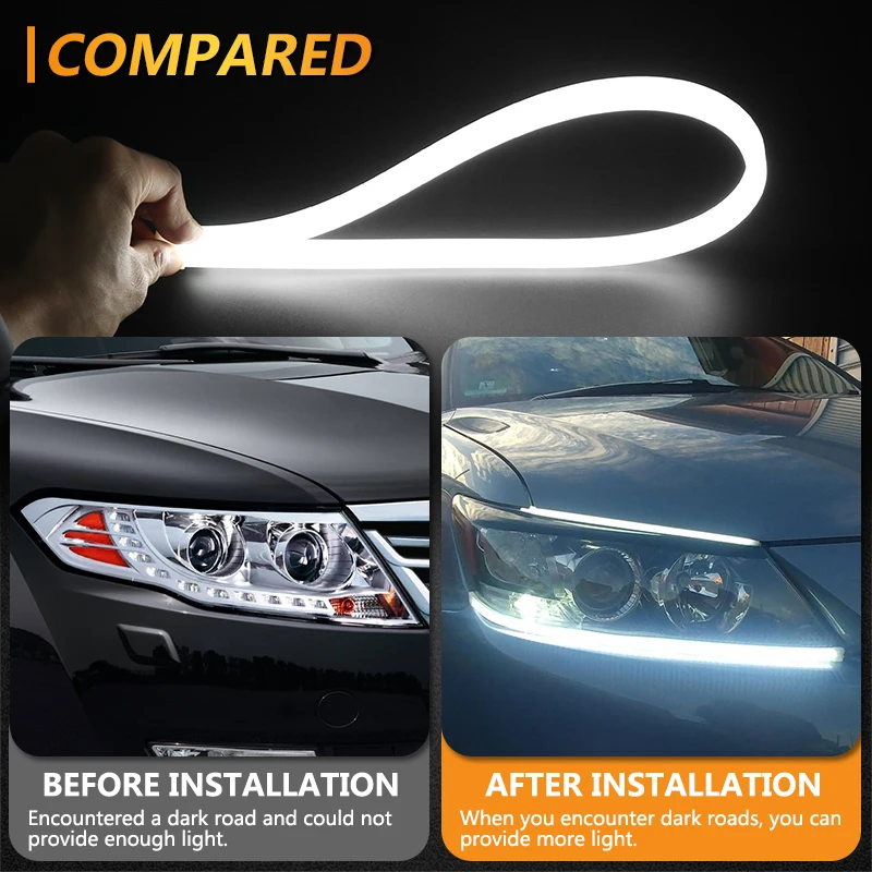 2pcs DRL Daylight Running Light LED Headlight Strip For Kia Rio K2 3 Ceed Sportage Sorento Cerato Armrest Soul Picanto Optima K3