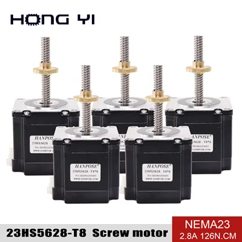 

5PCS NEMA 23 23HS5628-T8 4-lead 57 motor 56mm 2.8A screw Stepper Motor with t8 screw lead 2/4/8mm CNC Laser Grind Foam