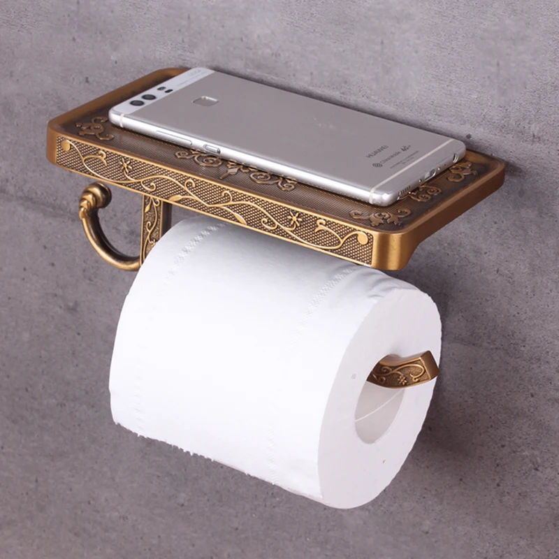 Держатель для туалетной бумаги с телефонной полкой прочный практичный настенный подвесной держатель для туалетной бумаги в рулоне для ванной комнаты Винтажный стиль декора