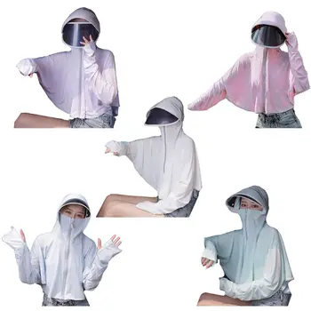 

2 In 1 Protective Face Shield Hat Sunscreen Shawl Removable Visor Hoodie Cape