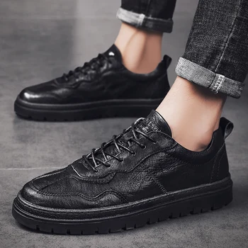 

Sneakers Men Shoes Waterproof genuine Leather Men's Casual Shoes outdoor Luxury Brand breathable Lace up Male Flat shoes s5