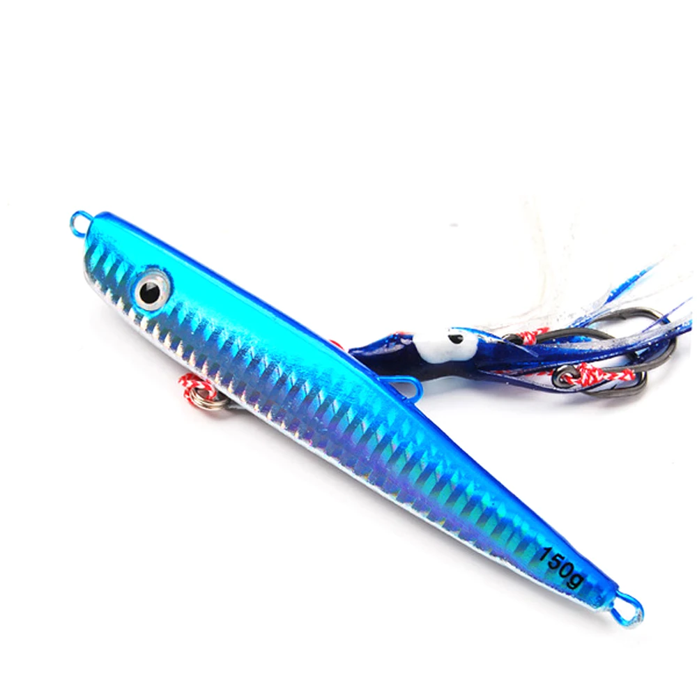 5PCS Blue Deep Sea Fishing Swim Squid Bass Rubber Jig Jigging Spinner