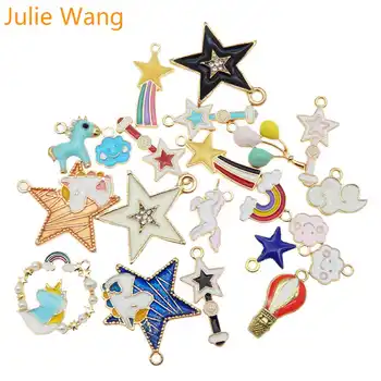 

Julie Wang 10PCS Enamel Charms Alloy Random Mixed Star Cloud Unicorn Balloon Necklace Pendant Bracelet Accessory Jewelry Making