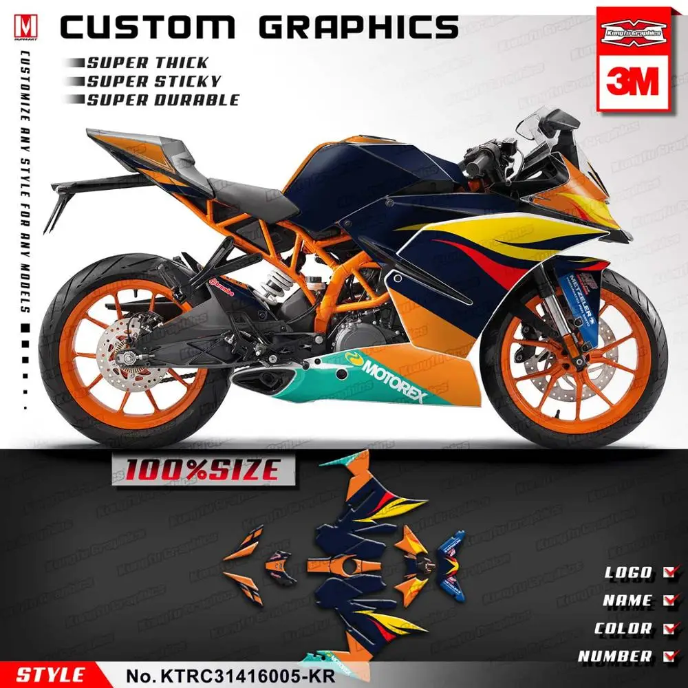 KUNGFU графика наклейки для мотоциклов комплект клейкие черные для KTM RC 125 200 RC125 RC200 Venom стиль - Цвет: KTRC31416005-KR