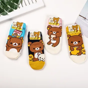 

Cartoon bear Rilakkuma socks cute funny fashion novelty women spring summer comfort sweat absorbent colorful cotton short sock