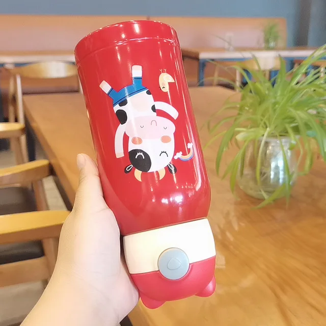 500Ml400 Ml Gyerekek Termosz Bögre Szalmával Rozsdamentes Acélból Doble Vákuum Lombikok Aranyos Termikus Vizes Palack Tumbler Thermocup - Image 3