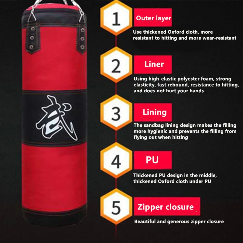 

Empty Boxing Sandbag Home Fitness Hook Hanging Kick Punching Bag Boxing Training Fight Karate Punch Muay Thai Sand Bag