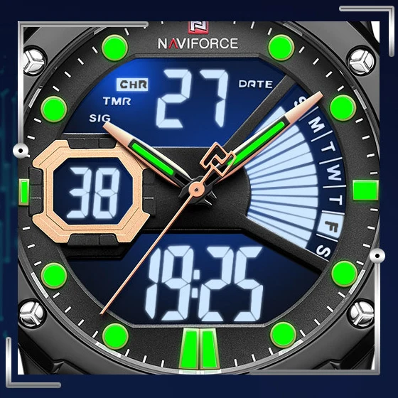 Ceny Męskie zegarki NAVIFORCE moda sport zegarek kwarcowy mężczyźni skórzany zegarek wodoodporny LED analogowy cyfrowy zegar Relogio Masculino