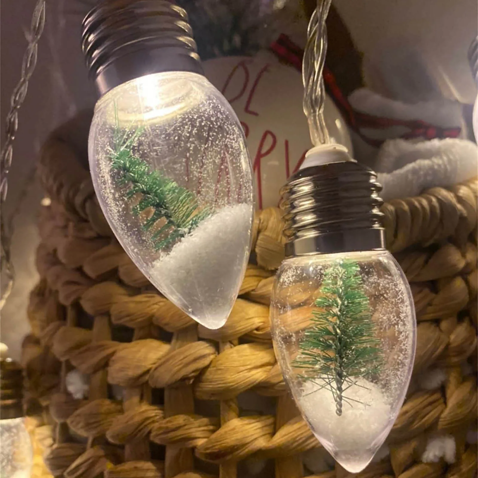 2 PACKS Target Bullseye CHRISTMAS TREE SNOW GLOBE LED Bulb String Lights❤️ ❤️ 