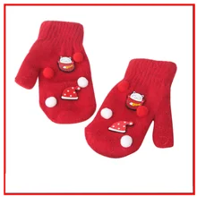 Милые зимние детские теплые толстые вязаные перчатки для мальчиков и девочек, рождественские перчатки с мультяшным принтом, варежки# p4