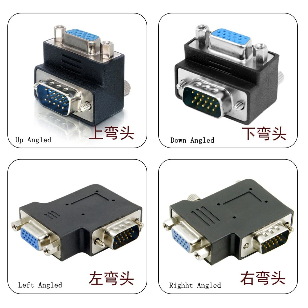 

Vertical Flat Up & Down & Left & Right Angled 90 Degree VGA SVGA Male To Female extension Adapter