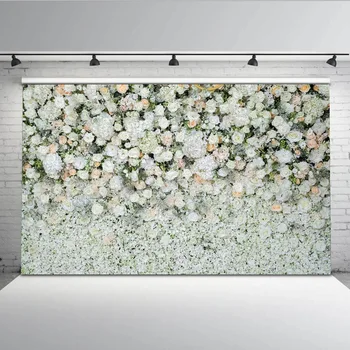 

Vinyl Beautiful Flowers Wedding White Flower Backdrops Ceremony Photo Booth Background for Photography Studio Photo Background