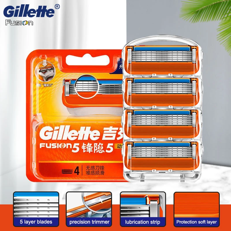 

Shaving Razor Blades Original Gillette Fusion 5 Power Cassettes Satety Razor Set Face Shaver Case For Men Shave Tools For Beard
