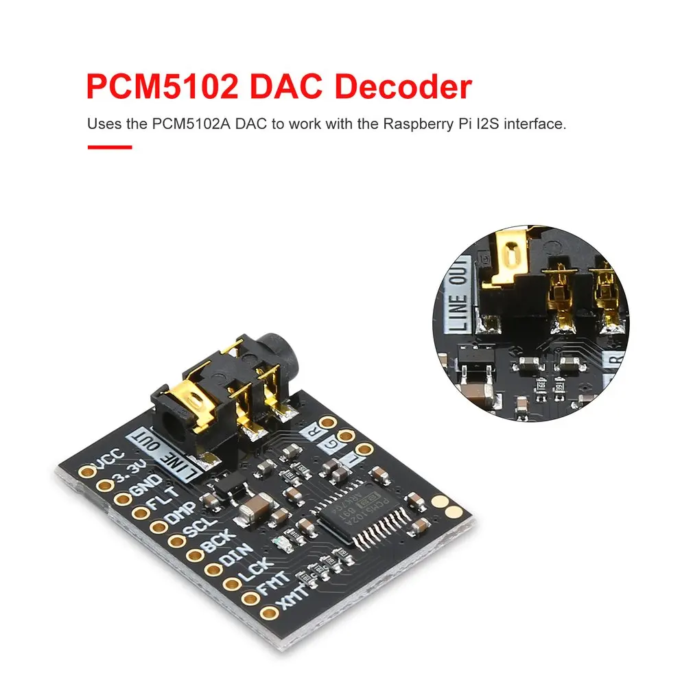 PCM5102 ЦАП звуковая плата декодер DAC pHAT 3,5 мм стерео джек 24 бит цифровой PLL аудио модуль ЦАП A/D конвертер
