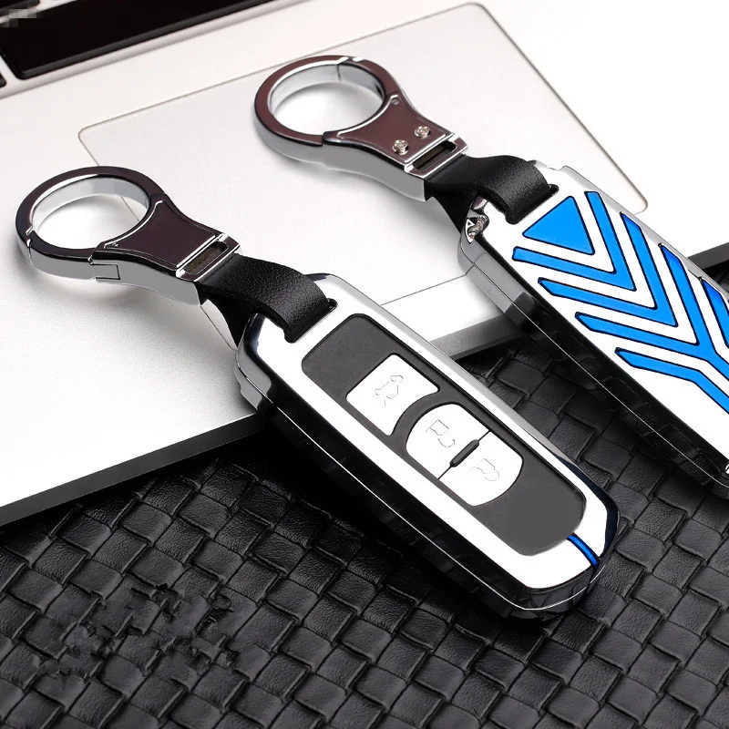 Чехол для ключей из цинкового сплава, чехол для ключей CarKey, набор для Mazda 2 3 6 Axela Atenza CX-5 CX5 CX-7 CX-9, кнопки Smart 2/3